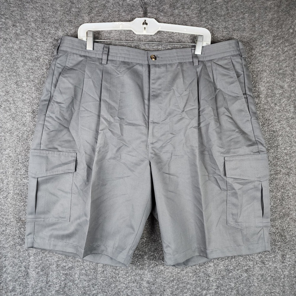 TravelSmith Cargo Shorts Mens 42 Gray Pleated Elastic Back Utility Style 72038
